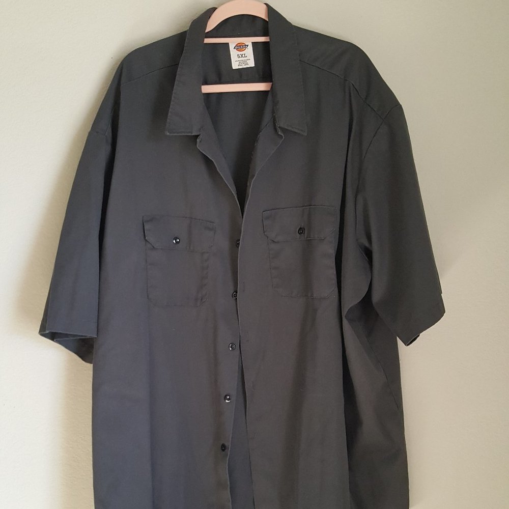 DICKIES Men's Shirt 5XL GRAY Short Sleeve Casual Retro Rockabilly Bowling WORK